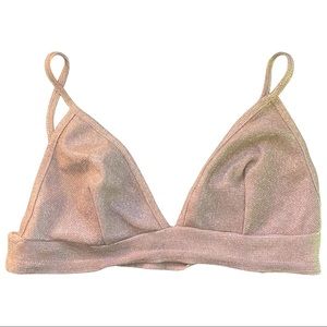 Nasty Gal | Rose Gold Shimmer Unlined Triangle Bra | Size 2 (XS)